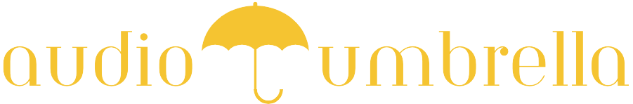 Audio Umbrella Logo - White Gold- transparent